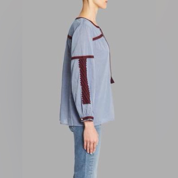 JOIE Marlen Blouse - Chambray/Black Current - Picture 3 of 7